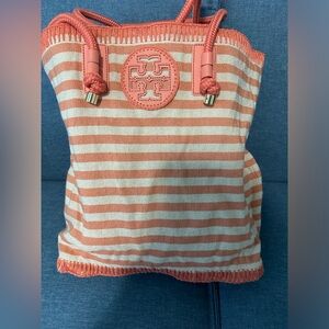 Tory Burch tote oversized stripe snapdragon